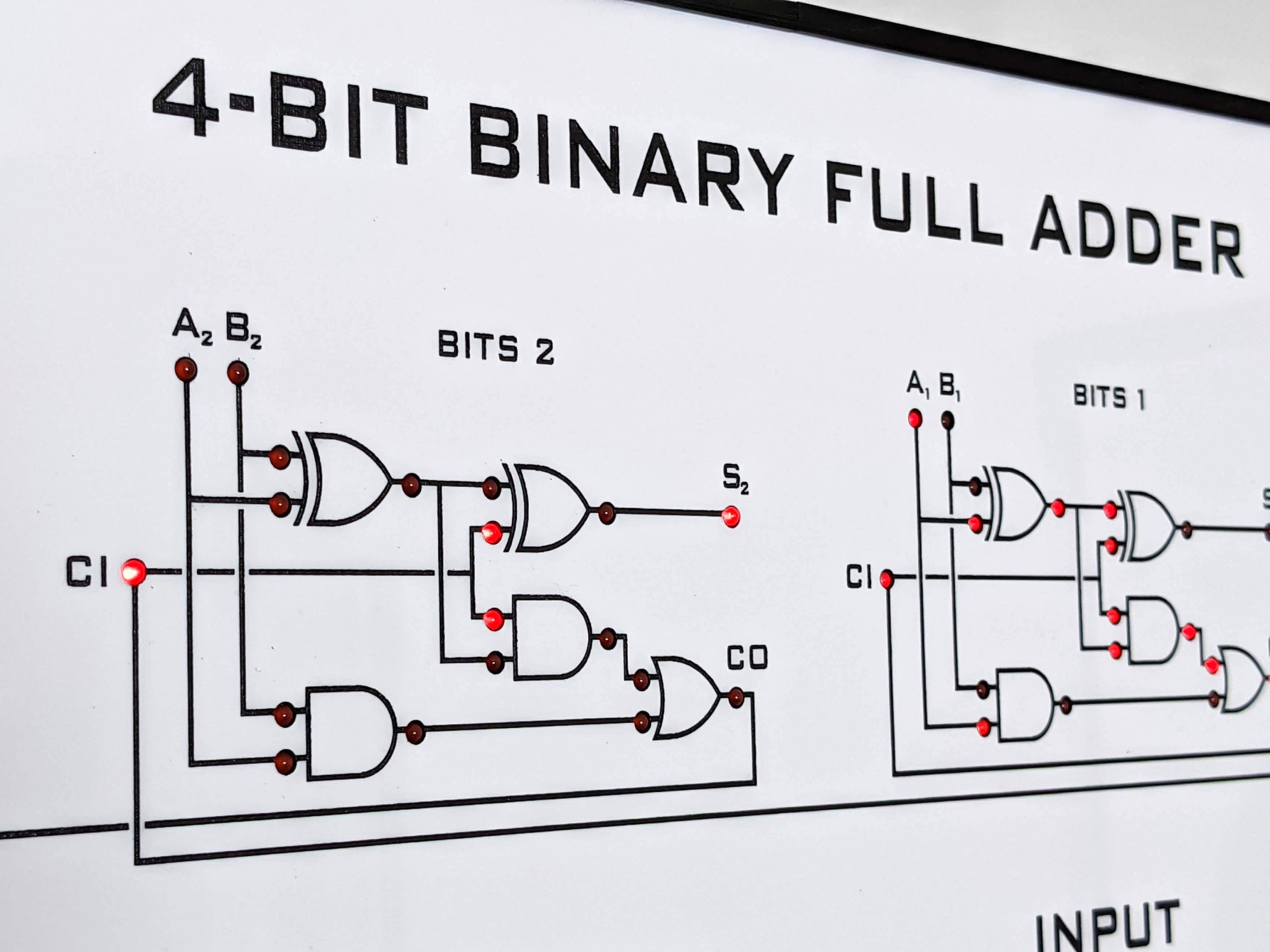 4 bit adder angle close up