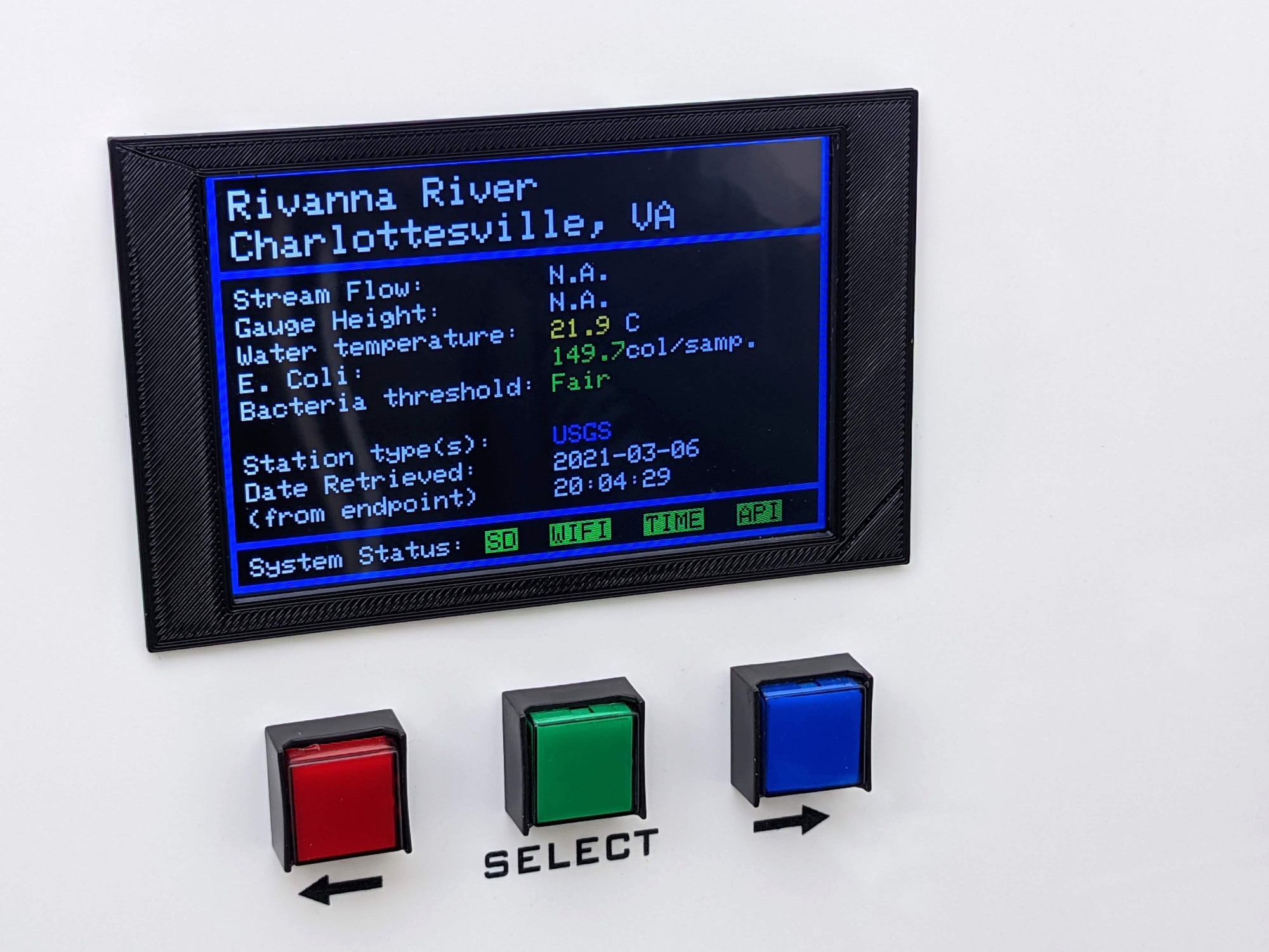 river conditions lcd and controls